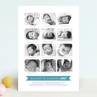 12 Months Children's Birthday Party Invitations