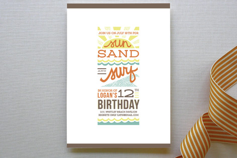 Sun, Sand + Surf Children's Birthday Party Invitations