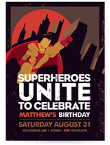 Super Heroes Children's Birthday Party Invitations