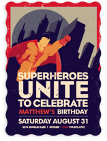 Super Heroes Children's Birthday Party Invitations