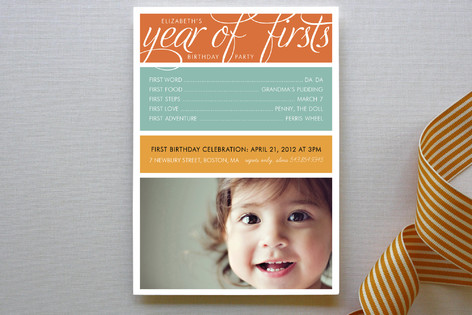 A Year of Firsts Children's Birthday Party Invitations