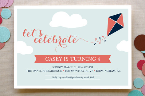 Kite Children's Birthday Party Invitations
