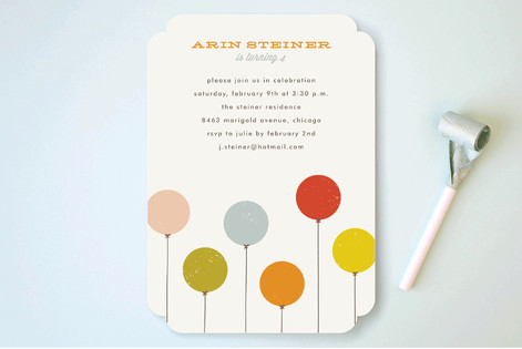 Colorful Balloons Children's Birthday Party Invitations