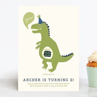Cakeasaurus Dinosaur Children's Birthday Party Invitations