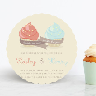 Double Cupcake Fun Children's Birthday Party Invitations