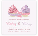 Double Cupcake Fun Children's Birthday Party Invitations