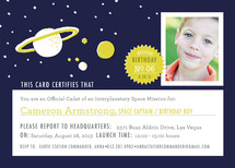 Space Mission Children's Birthday Party Invitations