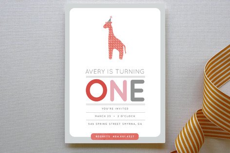 Giraffe Calf Children's Birthday Party Invitations