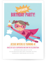 Super Birthday Girl Children's Birthday Party Invitations
