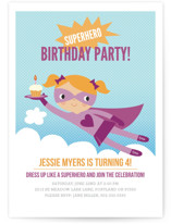 Super Birthday Girl Children's Birthday Party Invitations