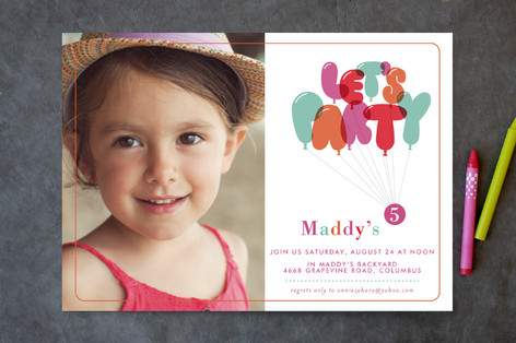 Don't Pop the Balloons Children's Birthday Party Invitations