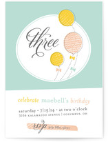 Balloons & Bows Children's Birthday Party Invitations