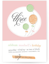 Balloons & Bows Children's Birthday Party Invitations