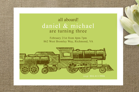 Antique Train Children's Birthday Party Invitations