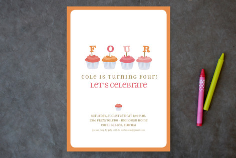 Cupcake Children's Birthday Party Invitations