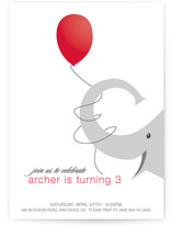 Elephant Balloon Children's Birthday Party Invitations