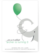 Elephant Balloon Children's Birthday Party Invitations