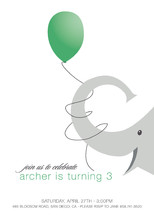 Elephant Balloon Children's Birthday Party Invitations