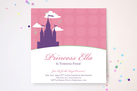 castle in the clouds Children's Birthday Party Invitations