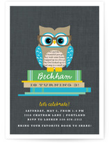 Bookworm Owl Children's Birthday Party Invitations
