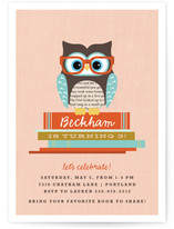 Bookworm Owl Children's Birthday Party Invitations