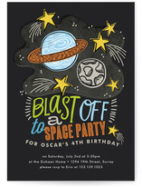 Blast Off to Space Children's Birthday Party Invitations
