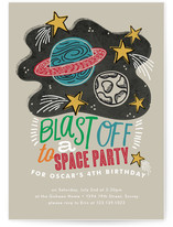 Blast Off to Space Children's Birthday Party Invitations