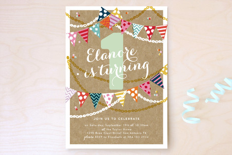 Garland Celebration Children's Birthday Party Invitations