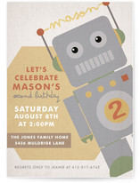 Robots Like to Party Children's Birthday Party Invitations