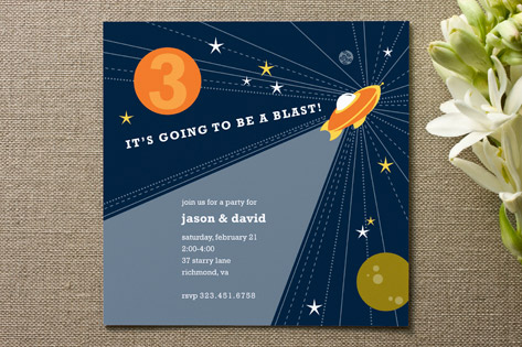 Rocket Blast Children's Birthday Party Invitations