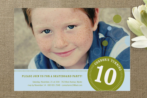 Round We Go Boy Children's Birthday Party Invitations