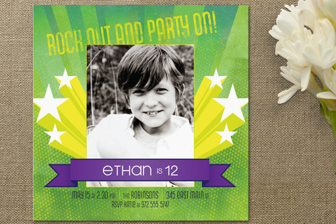 Rock Out and Party On Children's Birthday Party Invitations