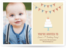 Cake and Banner Children's Birthday Party Invitations