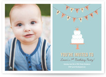 Cake and Banner Children's Birthday Party Invitations