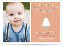 Cake and Banner Children's Birthday Party Invitations