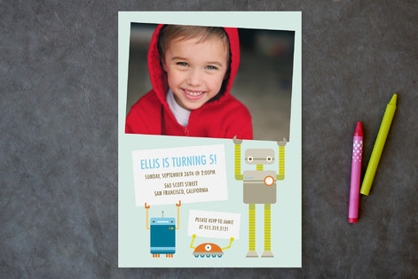 Robot Friends Children's Birthday Party Invitations