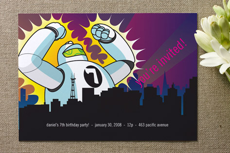 Robot Attack Children's Birthday Party Invitations