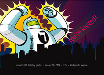 Robot Attack Children's Birthday Party Invitations
