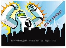 Robot Attack Children's Birthday Party Invitations