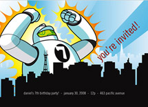 Robot Attack Children's Birthday Party Invitations, by koshi