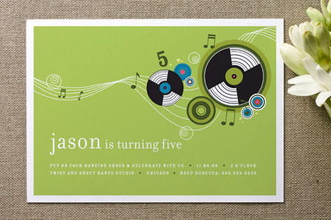 Records Children's Birthday Party Invitations