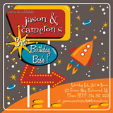 Retro Space Children's Birthday Party Invitations
