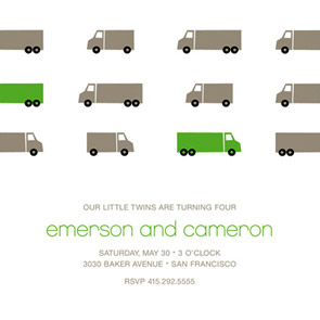 Truck Parade Childrens Birthday Party Invitation