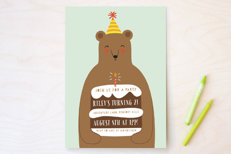 birthday bear children s birthday party invitation minted
