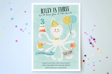 Octo Kiss Children's Birthday Party Invitations