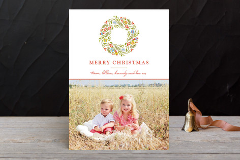 Trimmed Wreath Christmas Photo Cards