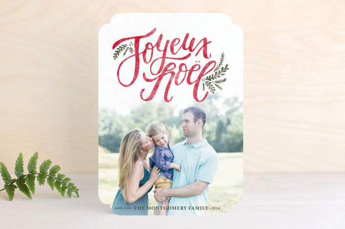 Hand Lettered Joyeux Noel Christmas Photo Cards