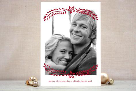 Block Printed Mistletoe Christmas Photo Cards