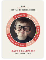 Santa's Behavior Check Christmas Photo Cards