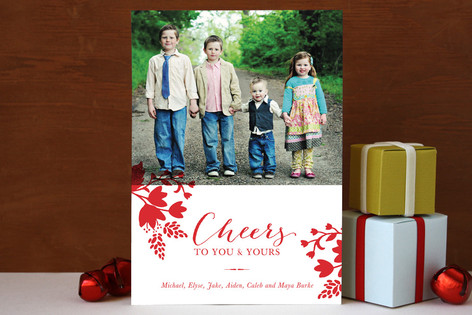 Cheerful Floral Christmas Photo Cards